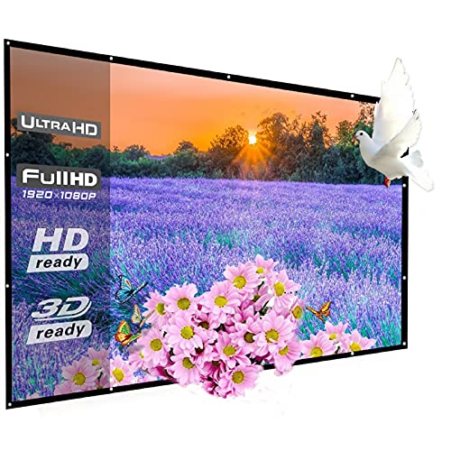 200 Inch Portable Outdoor Projector Screen, WRLSUN 16:9 Folding HD Big Size Canvas Movie Screen for Home Theater, School, Office, Party, Sports Events