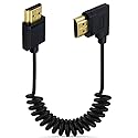 Kework 3.9ft HDMI 4K@60Hz Coiled Cable, Right Angle HDMI 2.0 Version Male to Male Adapter Spring Spiral Cord, 18Gbps High Speed, High Definition