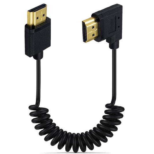 Kework 3.9ft HDMI 4K@60Hz Coiled Cable, Right Angle HDMI 2.0 Version Male to Male Adapter Spring Spiral Cord, 18Gbps High Speed, High Definition