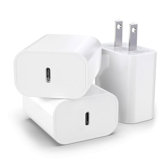 3 Pack 30W USB Type C Wall Charger Adapter Plug Brick for iPhone 16E 16 Pro Max/15/14/13/12/11 Plus Charger Fast Charging Block,iPad 11 A16 2025, iPad