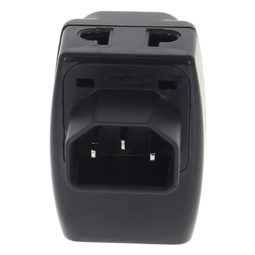 Fielect IEC320 C14 Male to Universal Female Power Socket Adapter Right Angle C14 to Universal AC Socket Power Adapter Converter, 3Pcs