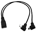 Wpeng Qaoquda Micro USB 1 to 2 Y Splitter Cable, 1Feet Micro USB Female to Dual Male 90 Degree Angle Converter High Speed Charging Cable (Micro 1F/2M)