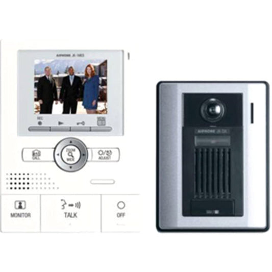 Aiphone JKS-1AED Audio/Video Single-Door Intercom Set with Picture Recording, Includes Master Station with Image Recording, Power Supply,