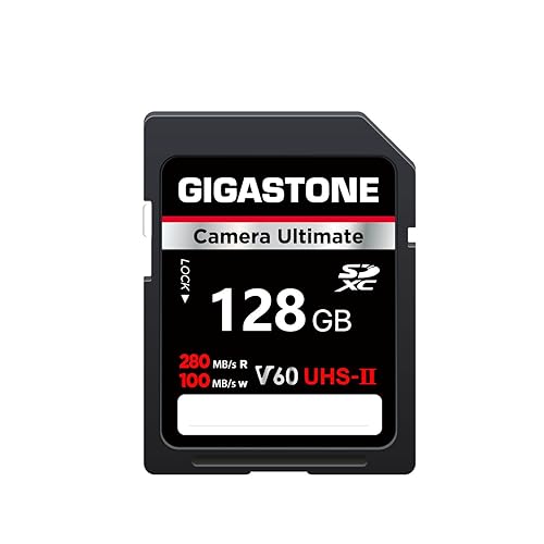 ?5-Years Data Recovery? GIGASTONE 128GB SD Card UHS-II V60 U3 SDXC Memory Card High Speed, Read up to 280MB/s, Compatible with Canon Kodak Olympus