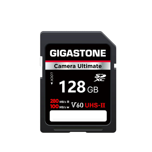 ?5-Years Data Recovery? GIGASTONE 128GB SD Card UHS-II V60 U3 SDXC Memory Card High Speed, Read up to 280MB/s, Compatible with Canon Kodak Olympus