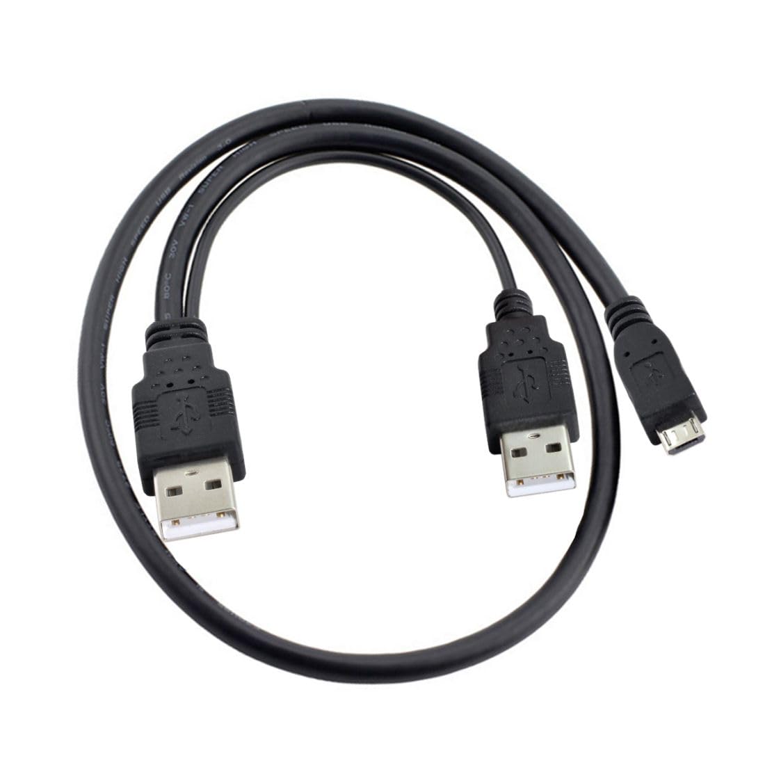chenyang USB 2.0 to Micro USB 5Pin Data Cable with Extra Power Cable 80cm for Hard Disk Drive