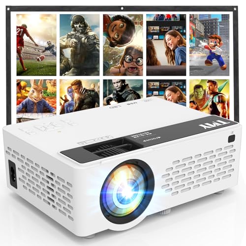 TMY 1080P Full HD Portable Mini Projector, Upgraded Bluetooth Movie Projector with Screen, Compatible with TV Stick Smartphone/HDMI/USB, Indoor