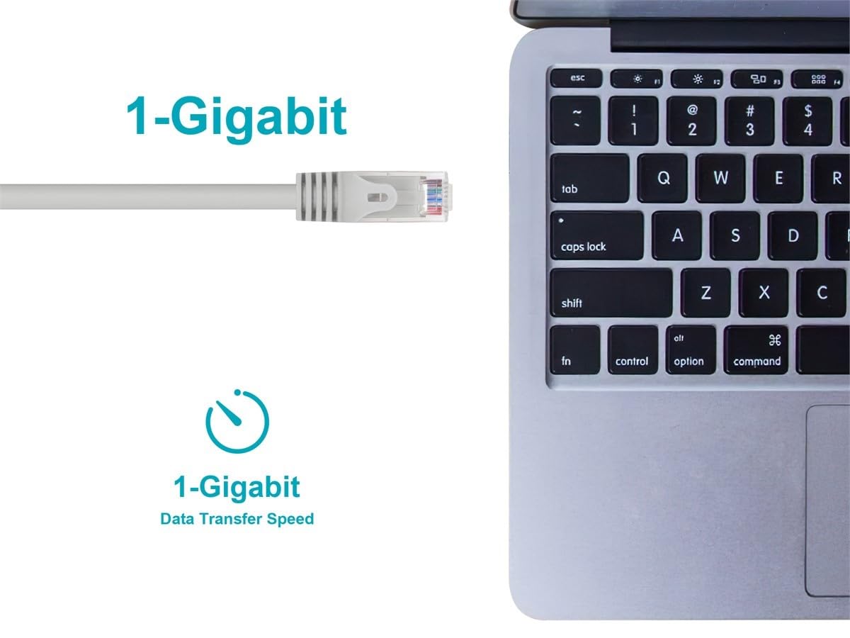 Monoprice Cat6 Ethernet Patch Cable - RJ45, Stranded, 550Mhz, UTP, Pure Bare Copper Wire, 24AWG, 50 Feet, Gray - Flexboot Series