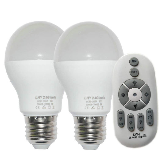 Fjiangyi 6W E27 Smart LED Light Bulbs Dimmable with 2.4GHz Wireless 3-Zone Remote Control - Adjustable Color Temperature (Warm/Cool) and Brightness 2