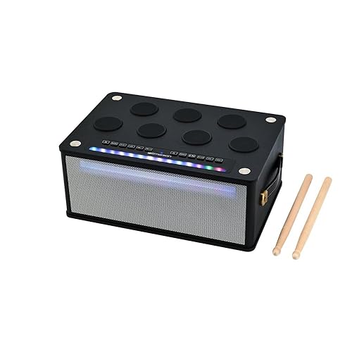 Emerson EDS-1000 Bluetooth Party Speaker with Digital Drum Pads, LED Lights, Dual Speakers, USB/AUX/Mic Inputs, & Rechargeable Battery