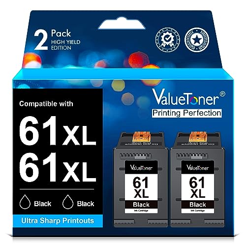 Valuetoner Ink Cartridges Replacement for HP Ink 61 XL 61XL Black Remanufactured for HP Envy 4500 4501 4502 5530 Deskjet 2540 3050 1000 1050 1056 1510