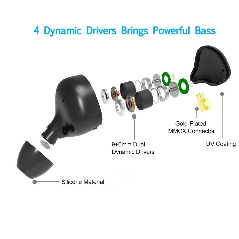 DEMAKE in Ear Monitor with Detachable 3.5mm Cable, with Mic