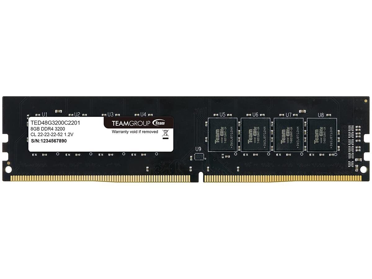 Team Elite 8GB DDR4 SDRAM Memory Module - for Desktop PC - 8 GB - DDR4-3200/PC4-25600 DDR4 SDRAM - 3200 MHz - CL22-1.20 V - Non-ECC - Unbuffered
