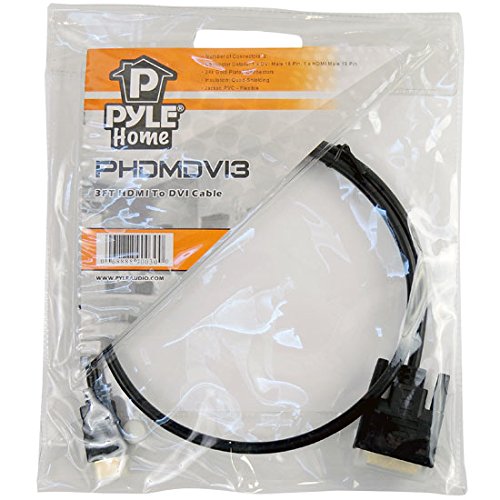 Pyle Home HDMI to DVI Adapter Cable-1 x DVI Male 18 Pin,1 x HDMI Male 19 Pin w/ 24K Gold-Plated Connectors,For Blu-Ray DVD Player,Video Game