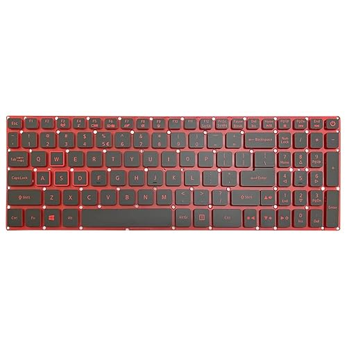 GinTai Laptop US Keyboard Red Lettering with Backlit Replacement for Acer Nitro 5 AN515-31 AN515-41 AN515-42 AN515-51 AN515-52 AN515-53 AN515-53-55G9