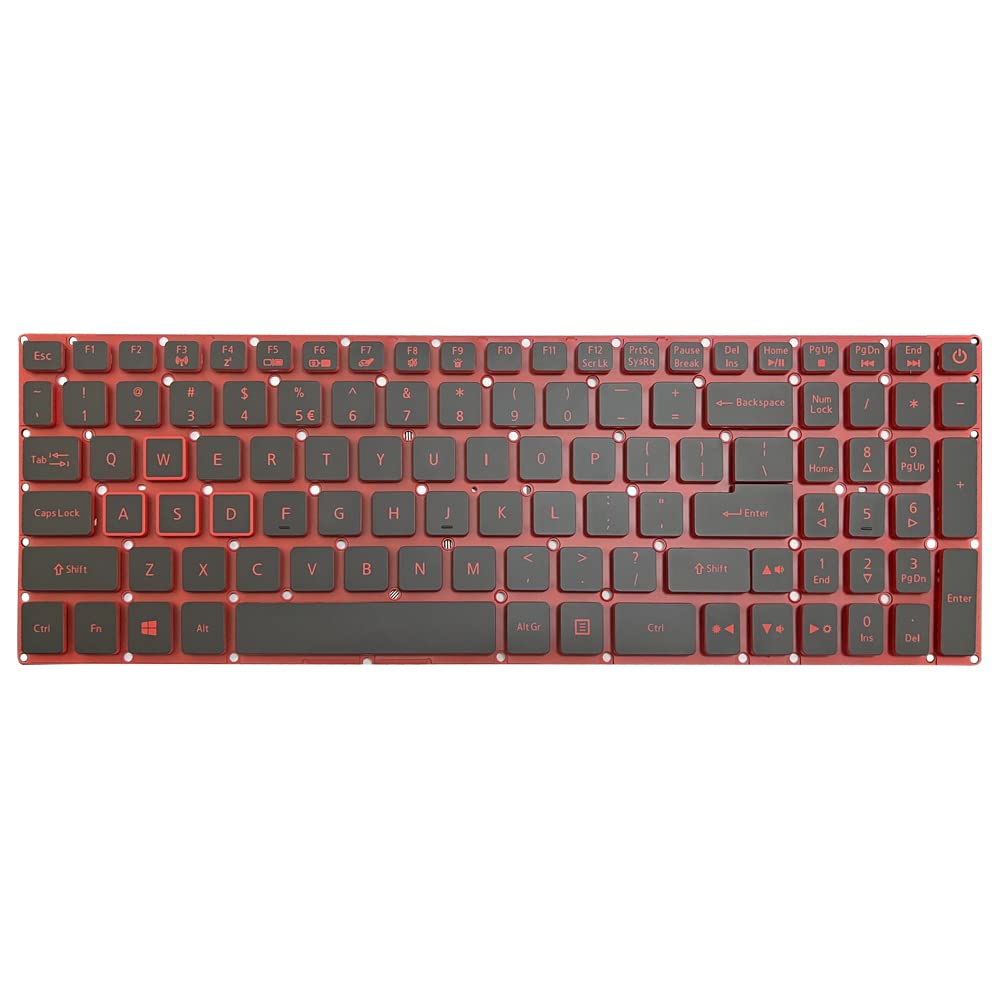 GinTai Laptop US Keyboard Red Lettering with Backlit Replacement for Acer Nitro 5 AN515-31 AN515-41 AN515-42 AN515-51 AN515-52 AN515-53 AN515-53-55G9