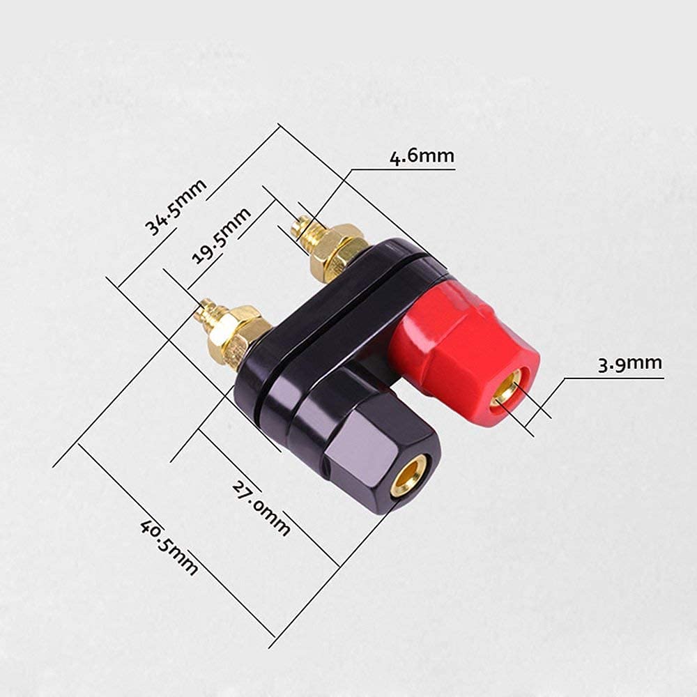 GDQLCNXB 4pcs Gold Plated Insulated Terminal Binding Post Power Amplifier Dual 2-Way Banana Plug Jack