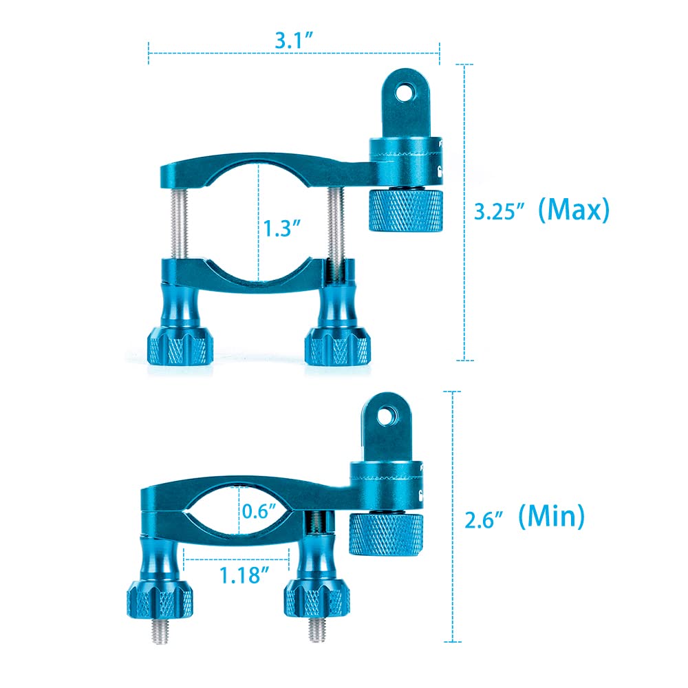 HSU 0.6-1.3inch All-Aluminum Bike/Motorcycle Handlebars, 360° Rotation Seat Post, Ski Pole Mount Compatible with GoPro Hero 13/12/11/10/9/8/7/6/5, DJI