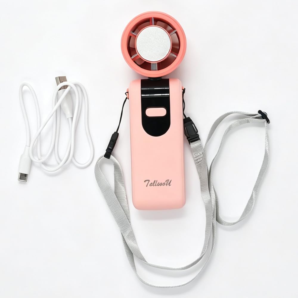TallsooU Portable Travel Handheld Fan, with 5 Speed Settings, Maximum Rotational Speed of 20,000 r/min, ABS Material Body, Digital Display, Duick
