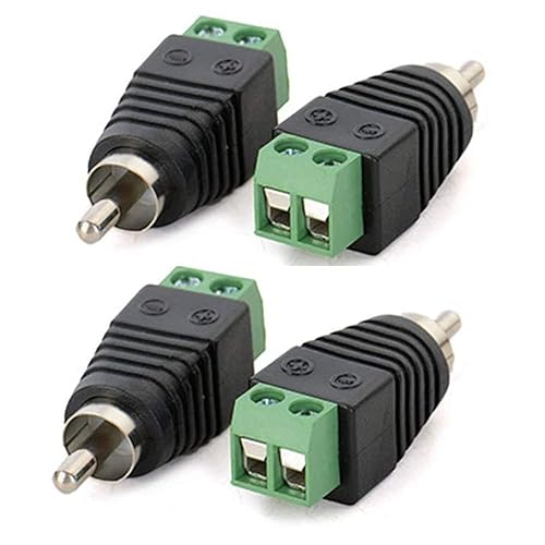 AILTECK Phono RCA Male Plug to AV Screw Terminal Audio Video Connector Speaker Wire to RCA Adapter 4-Pack