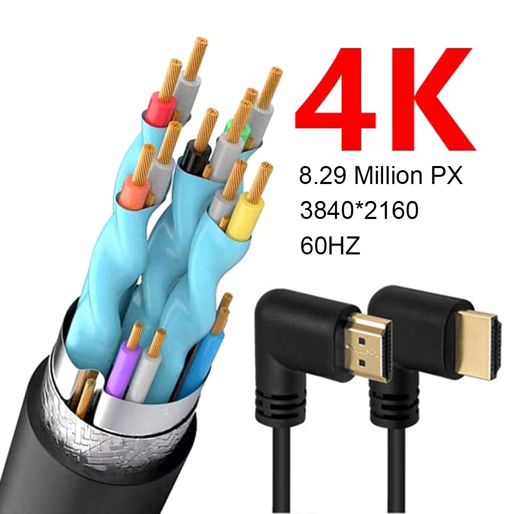 Kework 1.5ft 18Gbps 4K@60Hz HDMI Cable, Left Angle to Right Angle HDMI 2.0 Male Adapter HD High Speed Shield Cord for Xbox HDTV PS4 PS5 Switch