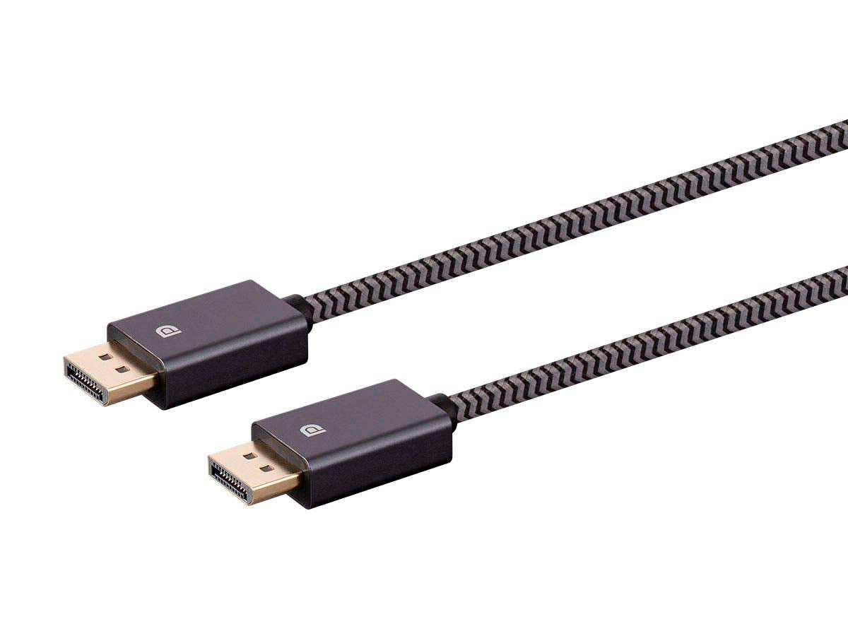 Monoprice DisplayPort 1.4 EasyPlug Nylon Braided Cable - 32.4 Gbps, 8K@60Hz, DPCP, HDCP, 3D Video, 6 Feet, Gray