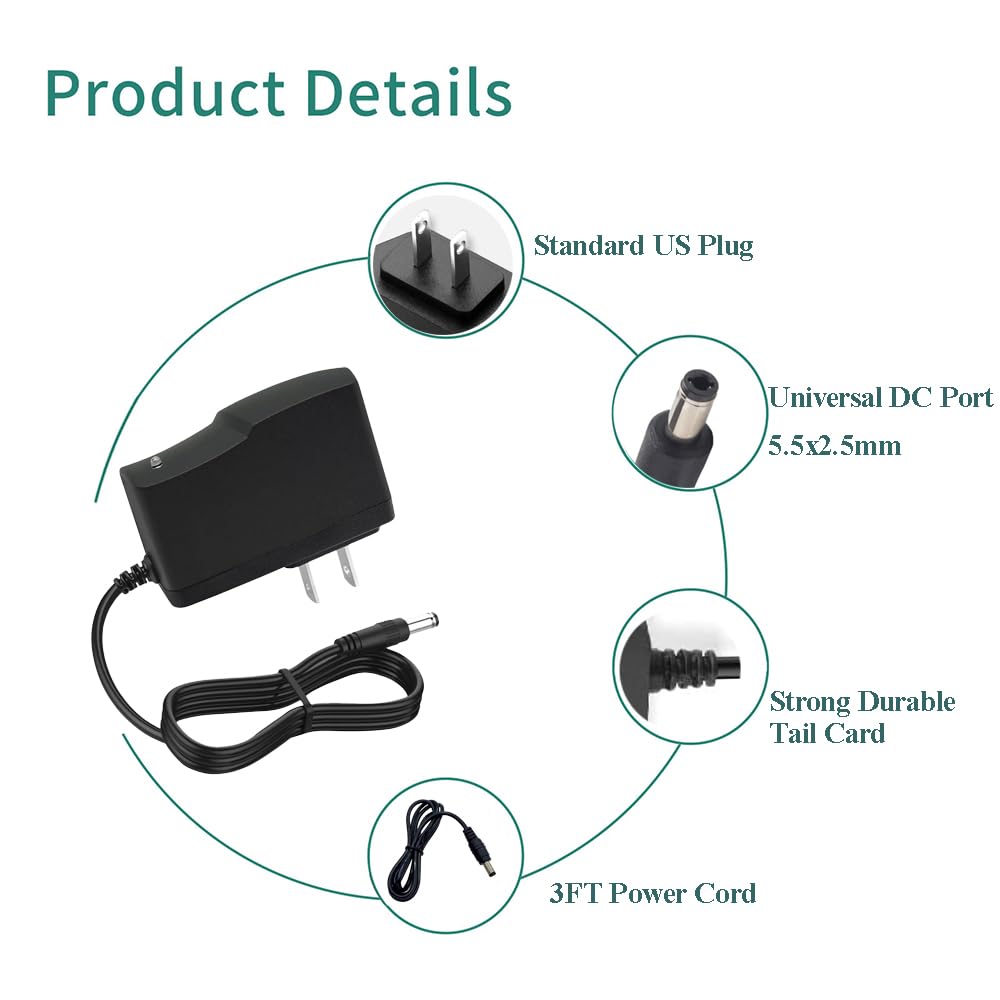 12V 1A Power Supply Adapter 100-240V 50-60Hz AC to DC Converter 12 Volts 1 Amp 0.5A Switching Power Supply Adapter with 5.5x2.5mm Plug DC 12V Power…
