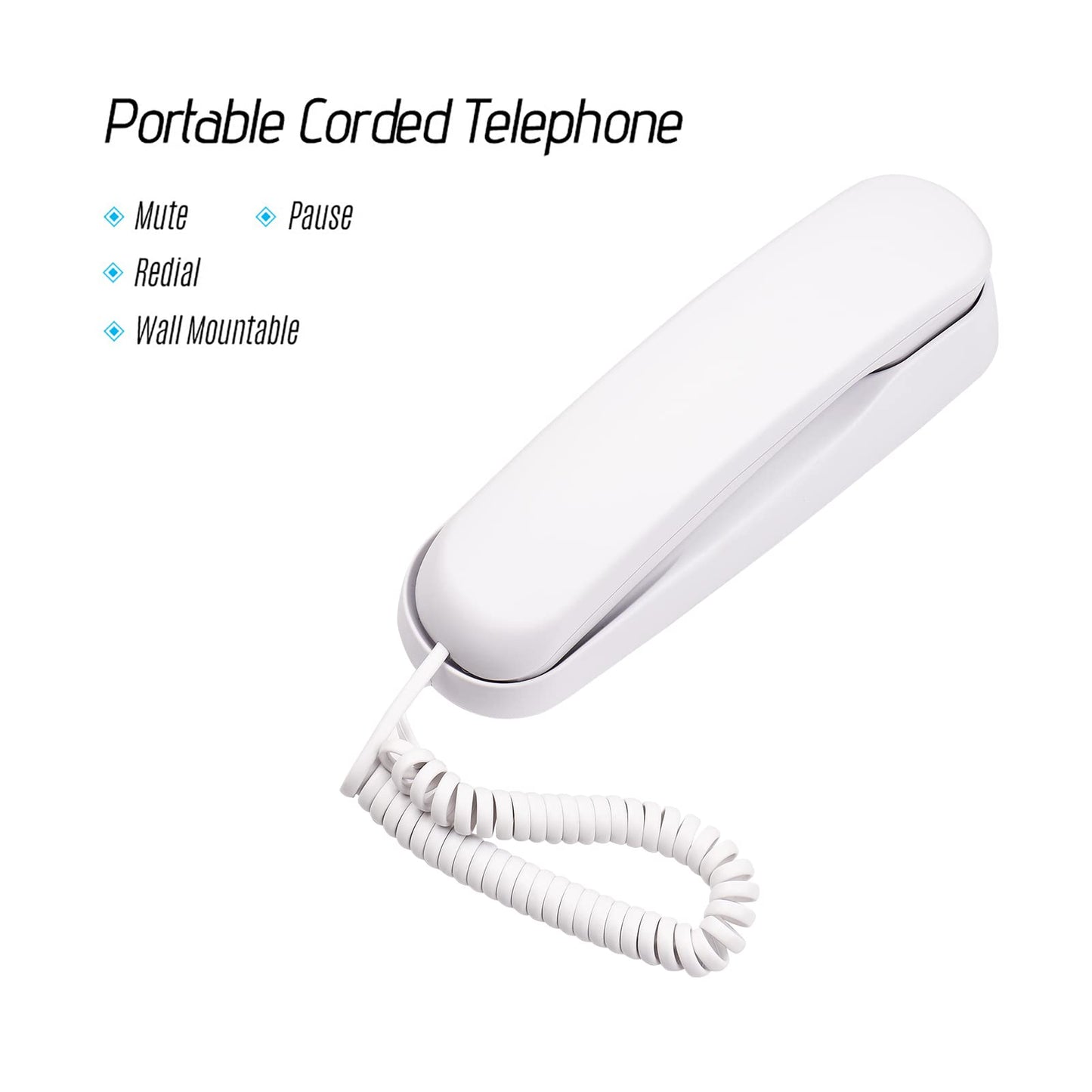 BISOFICE Corded Phone, Landline Phone for Home with Cord, No AC Power/Battery Required Wall Mountable Phone for Landline Supports Mute/Pause/Redial