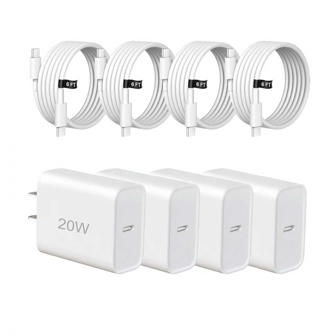 ZOVARIN USB C Charger Block Fast Charging,Charger Adapter,4 Pack Type C Wall Charger with 6FT Fast Charging Cable for iPhone 17/17 Plus/17 Pro