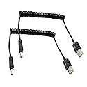 Coiled USB to DC 4.0mm x 1.7mm DC Barrel Jack Power Cable,2Pack USB 2.0 A Male to DC 4.0 * 1.7mm 5V Power Charger Cord for Sony PSP 3000 2000