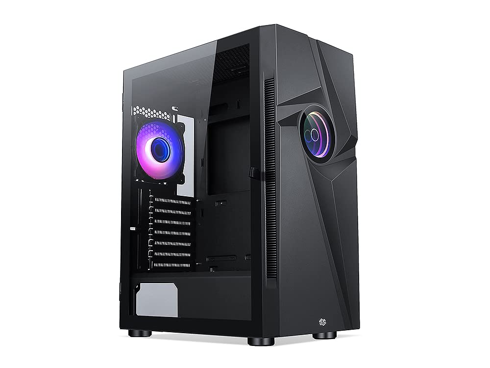 Bgears b-Vortex-RGB Gaming PC ATX case with Optical Illusion Effect ARGB Front Panel, Tempered Glass Side. 1 x USB3.0, Include a 1 x PWM 120mm b-ARGB