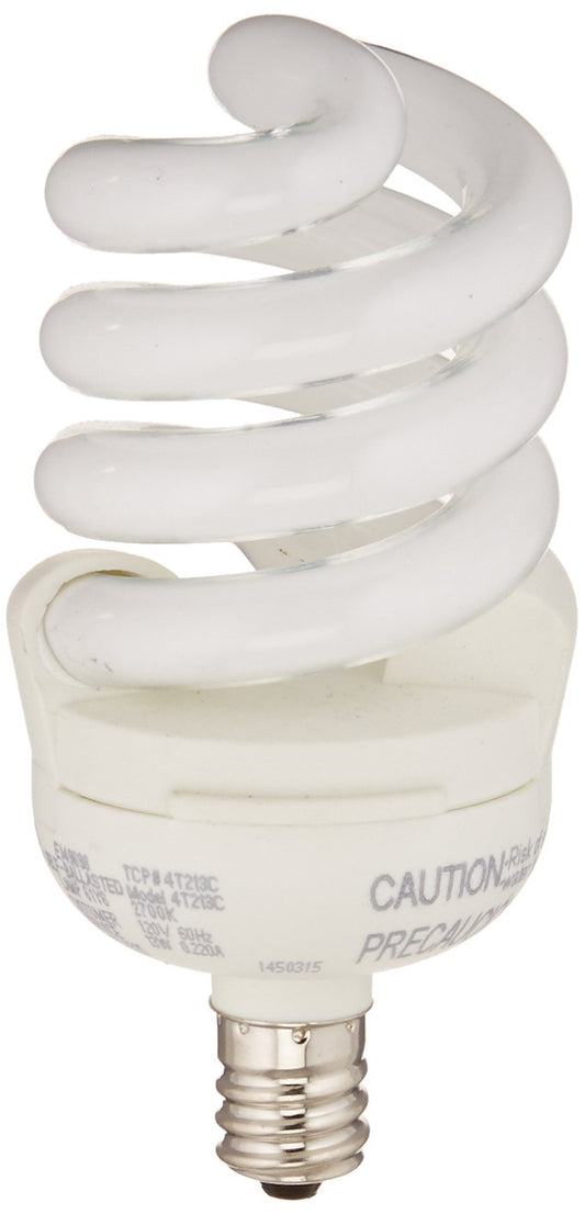 TCP CFL SpringLamp, 60W Equivalent, Soft White (2700K), Candelabra Base Spiral Light Bulb