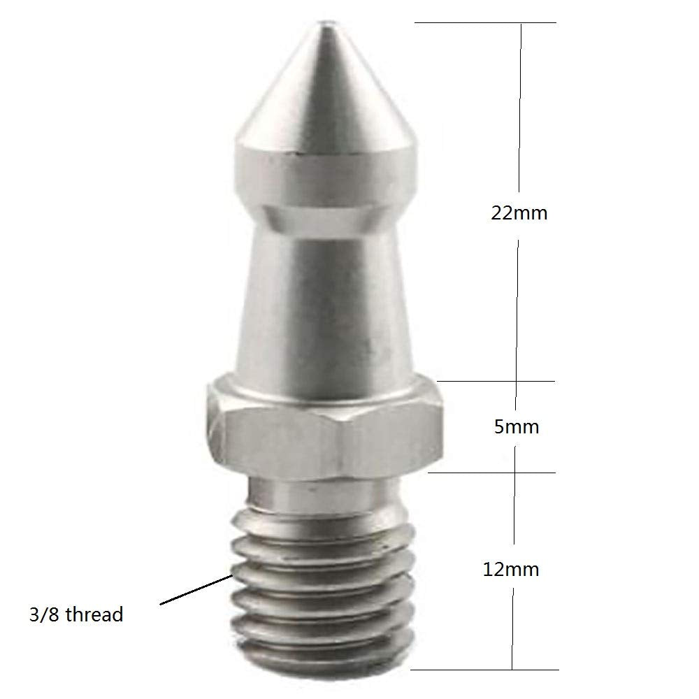 PZRT 3pcs 3/8 Inch Stainless Steel Foot Screw Camera Tripod Spikes Replacement Part for Monopod Tripod