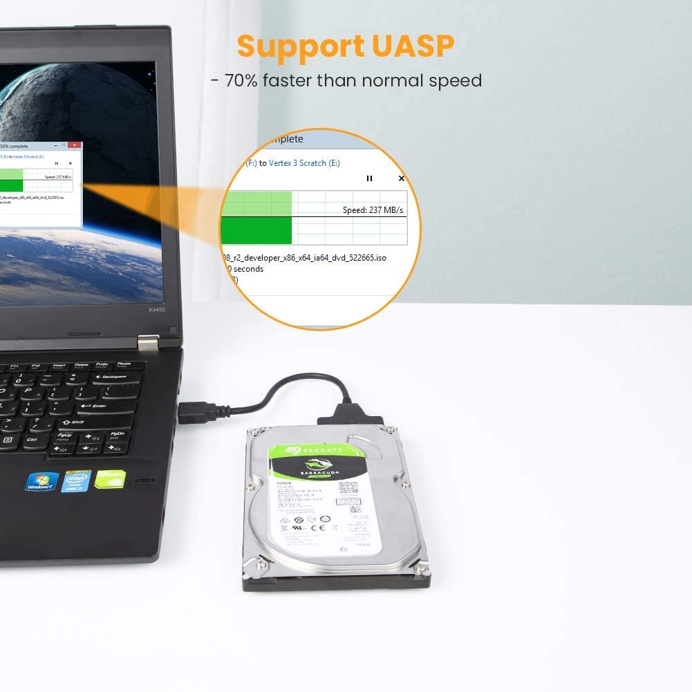 SGElectronix USB 2.0 to SATA 22 Pin Laptop Hard Disk Drive SSD Adapter Converter Cable