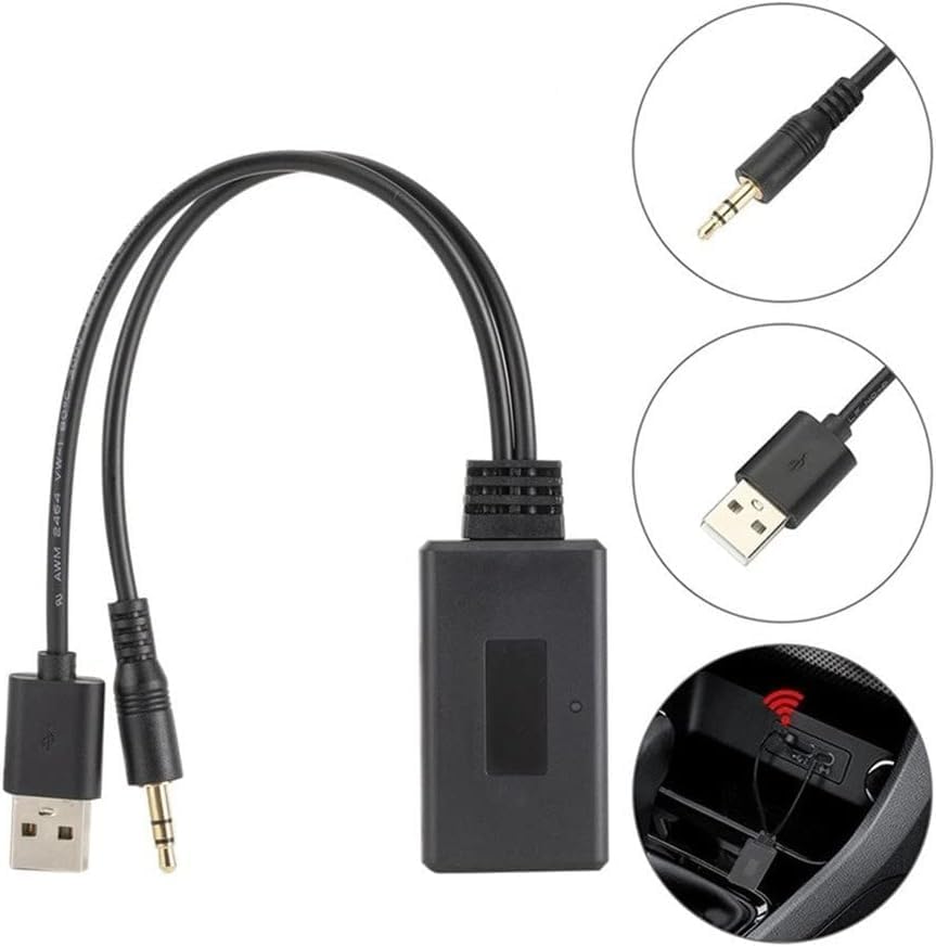Bluetooth Audio Adapter Auto Aux 3.5mm Car USB Receiver Cable for Speaker Music