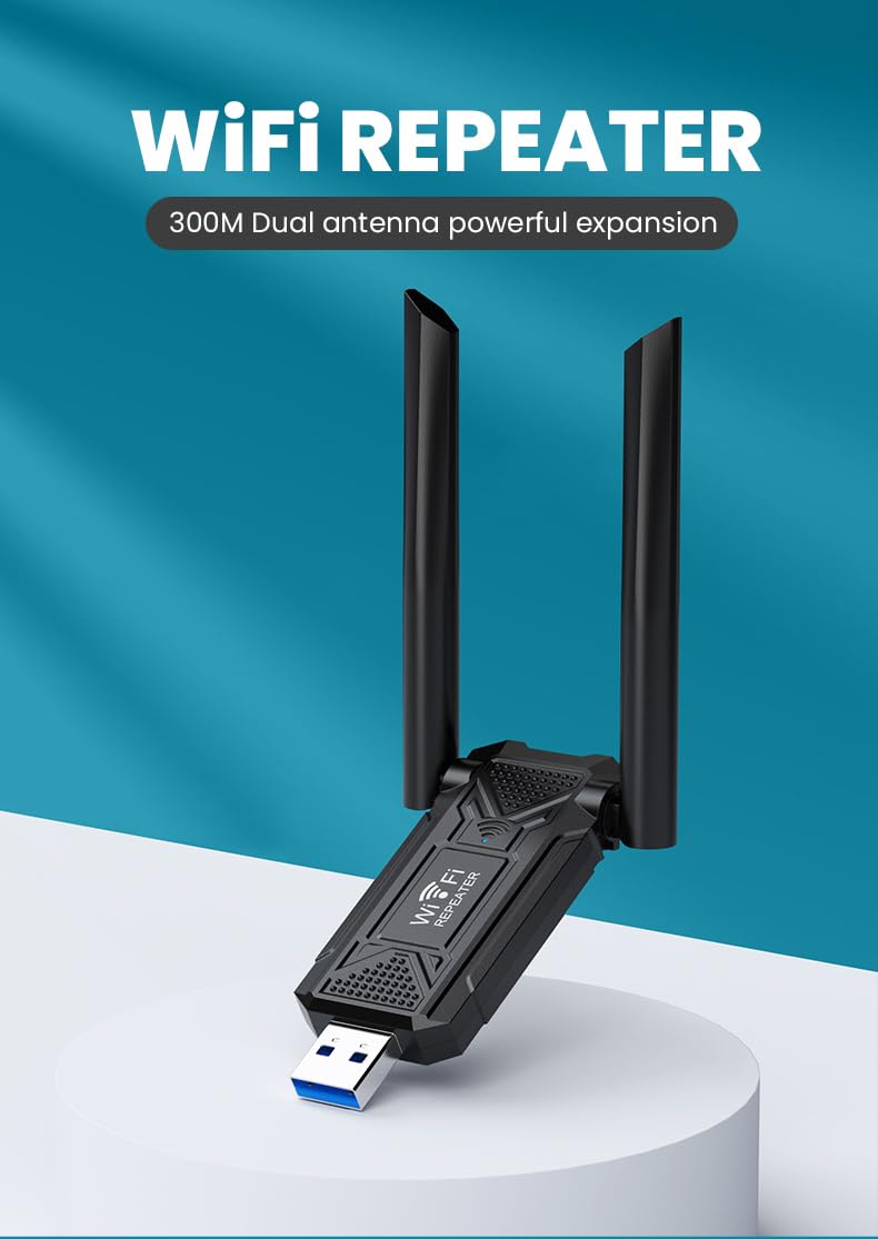 HAOQUOOU USB WiFi Extender Signal Enhancer, Suitable for Home WiFi repeaters, 2.4GHz Wireless WiFi Enhancer, one Click Easy Setup