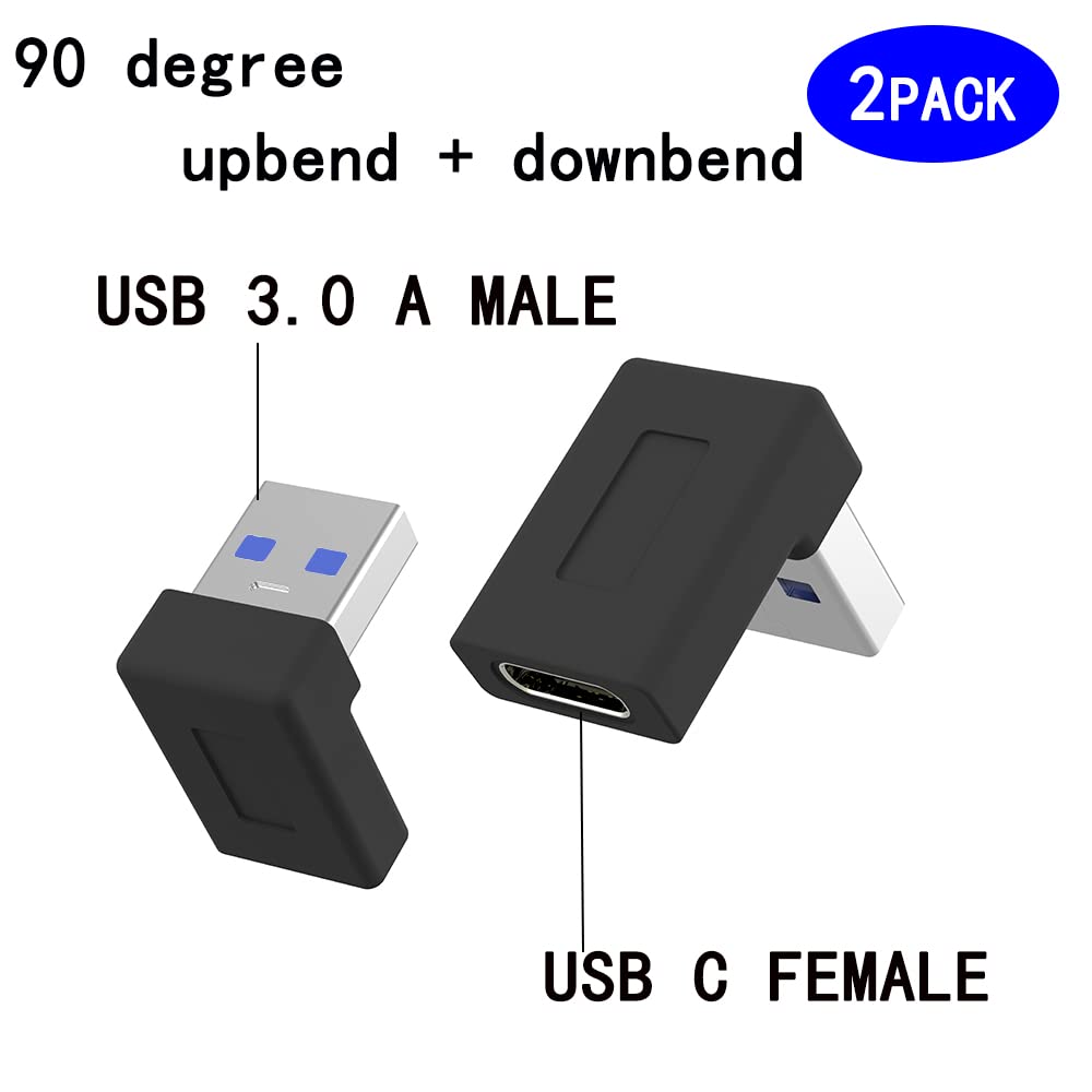 rgzhihuifz Right Angle USB A Male to USB C Female Adapter,90 Degree USB3.0 to Type C Cable Connector Support unidirectional Sides 5Gbps & Data