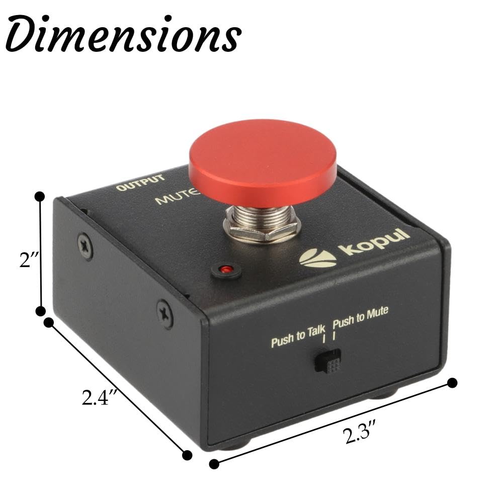 KOPUL Momentary Microphone Mute/Talk Button - Push-to-Talk or Push-to-Mute, LED Indicator,XLR in/Out, Desktop or Footswitch Use, for Dynamic &