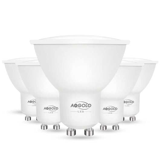 AOGOLO GU10 AC120V LED Light Bulbs, 6 Pcs Daylight White 4200K 50W Equivalent, 500 Lumens, 5.5W LED Spotlight,Non Dimmable, Replacement for Recessed