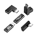 USB Type-C Adapter Set, 5-Pack, Female to Male Connector Kit, USB 3.2 10Gbps, Black