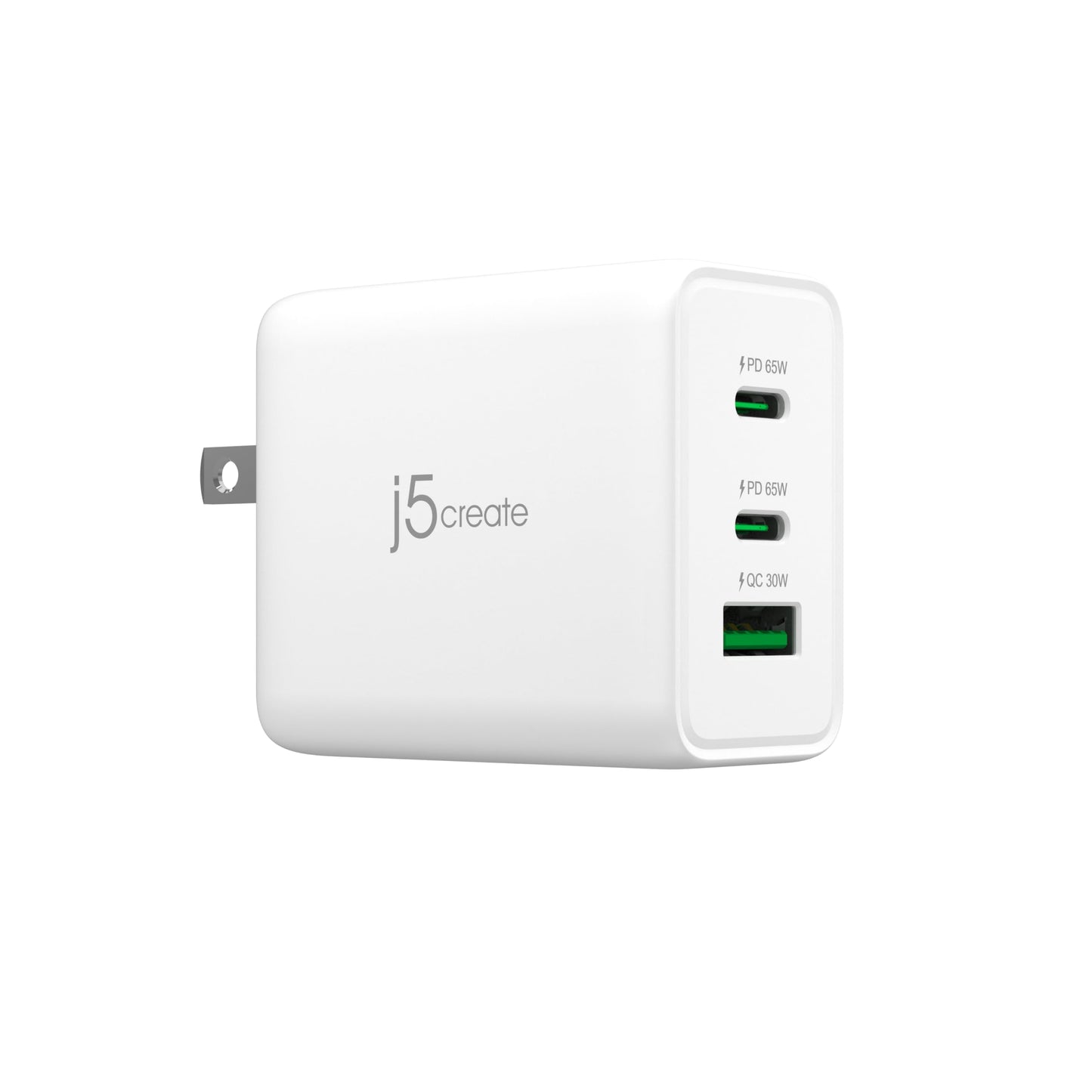 j5create 65W GaN USB-C 3 Port Charger, Compact and Foldable Wall Charger for MacBook Air, iPad Pro, iPhone 15/ Pro/Max, Galaxy S24/ S23, Dell XPS 13