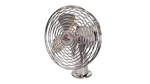 Prime Products 12 Volt Chrome RV 12v Fan Metal RV Cab Fan (2 Speed Settings)