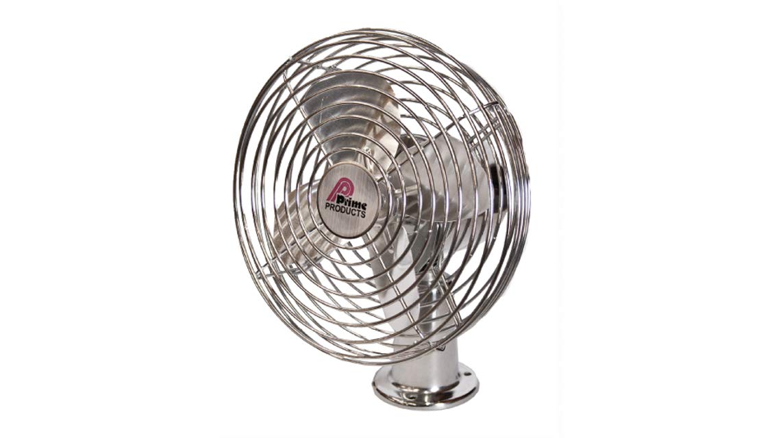 Prime Products 12 Volt Chrome RV 12v Fan Metal RV Cab Fan (2 Speed Settings)