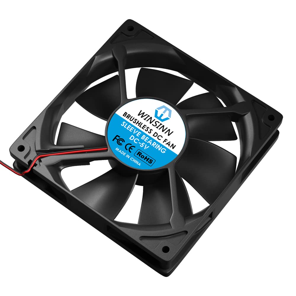 WINSINN 120mm Fan 5V Brushless 12025 120x25mm for Cooling PC Computer Case CPU Coolers Radiators - 2Pin