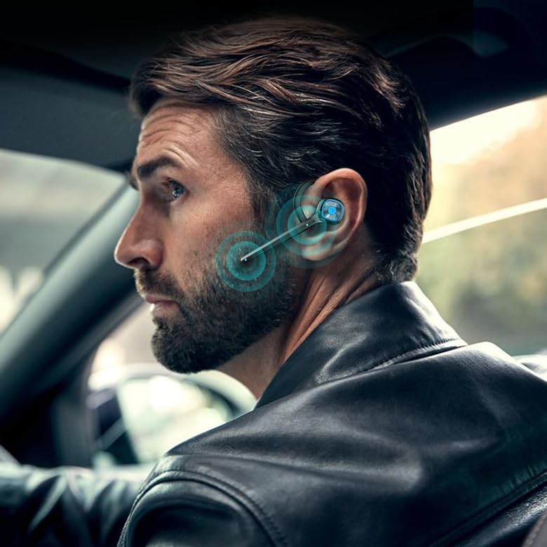 AYI Wireless Bluetooth Earpiece Headphone Dual Noise Cancelling Mic Painless Open-Ear Handsfree Headset Stereo Sound Left/Right Changeable Earhook