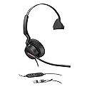 Yealink UH46 Mono USB Wired Headset with 3 Noise Cancelling Microphones for PC/Computer/Laptop, Teams Certified,Mute Call Button for Home Office