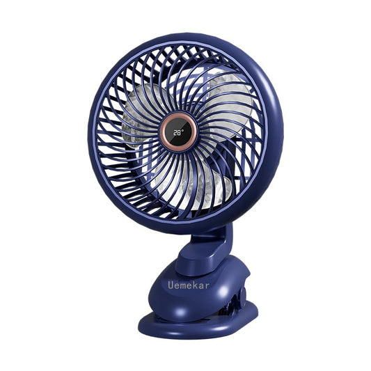 Uemekar 6 Inch Table Air Circulator Fan Rechargeable Clip on Fan Type-C Powered 2400mah 360° Tilt 3 Blades 5 Speeds Personal Quiet Cooling Fan