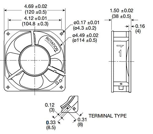 Mechatronics 120x38mm IP55 Rated Fans (230V, Low Speed)