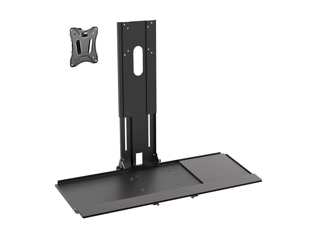 Monoprice Workstation Wall Mount for Keyboard and Monitor - Supports VESA 75x75 and 100x100 Monitors That Weigh Up to 55 Lbs, Keyboard Tray Supports
