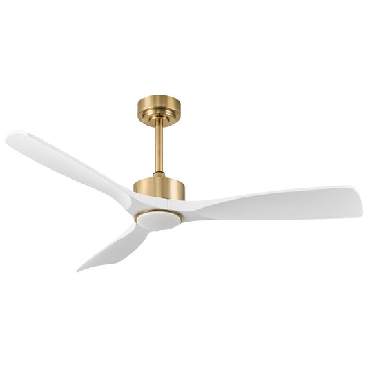 YWKAVROS 52 Inch Modern White and Gold Ceiling Fans with Lights and Remote